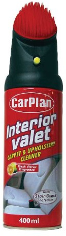 CarPlan IVC400 Interior Valet 400ml - Carpet Upholstery Cleaner - Stain Guard Protection - Foaming Action - Fresh Linen Fragrance - Remove Deep Seated Dirt and Grime - Brush Head Included