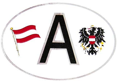 (301167) Auto-Aufkleber Stick Applikation Emblem Aufkleber oval mit Silberrand A = Austria Österreich NEU Gr. ca. 10,2 x 6,6cm - Wappen Landeszeichen Flagge
