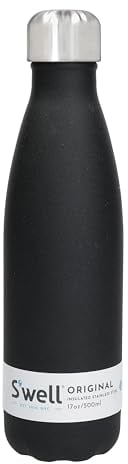 S'well Botella de Agua Original, Onyx, 500ml. Botella para bebidas aislada al vacío que mantiene las bebidas frías y calientes - Botella de hidratación de acero inoxidable sin BPA para llevar.