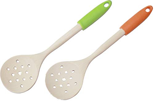 Fackelmann Espumadera Mango Plástico, Madera - Verde - Naranja, 32x8.5cm