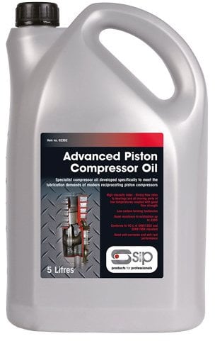 SIP 5L Advanced Piston Air Compressor Oil, Lubricating Oil for Piston Type Compressors