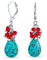 Pendientes de moda boho con forma de pera, cristal rojo coral, acento de cuentas, lágrima azul turquesa, cierre de palanca, joyería occidental para mujeres y adolescentes, plateado en plata.