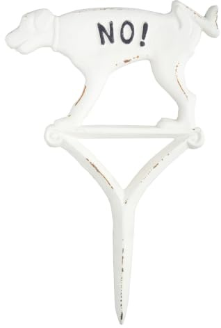 Esschert Design Hundeschild pinkeln No! weiß aus Gusseisen, 20,5 x 1,2 x 31,5 cm