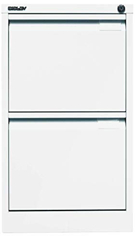 BISLEY Hängeregistraturschrank, einbahnig, DIN A4, 2 HR-Schubladen, Metall, 696 Verkehrsweiß, 62.2 x 41.3 x 71.1 cm