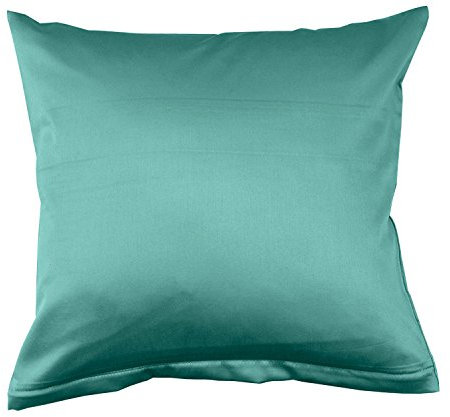 Lorena Uni Classic Mako-Satin Kissen Bezug einfarbig Baumwolle (Petrol, 80 cm x 80 cm)