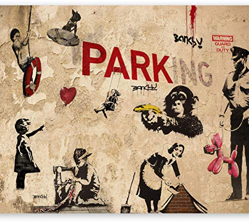 Fototapete murando 300x210 cm Vlies Tapeten Wandtapete XXL Moderne Wanddeko Design Wand Dekoration Wohnzimmer Schlafzimmer Büro Flur Banksy Graffiti Mural i-A-0107-a-d