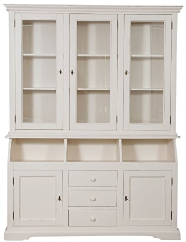Biscottini Buffetschrank Holz massiv Made in Italy - Vitrinenschrank Vintage 172x50x226 cm - Küchenbuffet buffetschrank landhausstil - Wohnzimmer möbel