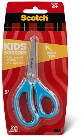 Scotch 5 Blunt Kid Scissors, Ideal for School and At-Home Crafting Projects (1441B) (Color may vary)