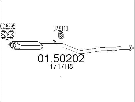 MTS 01.50202 Mittelschalldämpfer Kompatibel mit PEUGEOT 206 CC 2D 1717H8