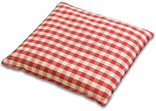 Traubenkernkissen 12x12cm - Bio Stoff rot-weiß - Wärmekissen & Kältekissen - Körnerkissen