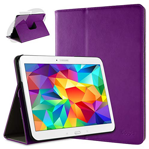doupi Deluxe Custodia per Samsung Galaxy Tab 4 (10,1 Pollici), 360 Gradi Rotable Protezione con Smart Funzione Sleep/Wake Up Etui Stare in Piedi Protettiva, Purple