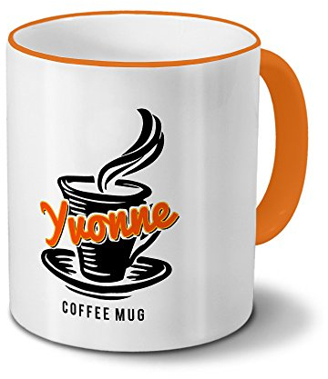 Tasse mit Namen Yvonne - Motiv Coffee Mug - Namenstasse, Kaffeebecher, Mug, Becher, Kaffeetasse - Farbe Orange