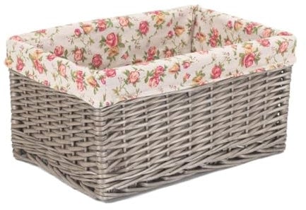 Red Hamper Antique Wash Garden Rose Willow Storage Baskets, Wicker, Brown, 47 x 23 x 34 cm
