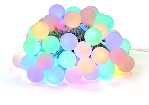 Nipach GmbH LED Partylichterkette Partybeleuchtung Lichterkette Weihnachten Hochzeit Kindergeburtstag 50 Leuchtkugeln mit Trafo innen & außen bunt