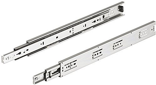Schubladenschiene Vollauszug ACCURIDE 3832 Teleskopauszug 450 mm | Tragkraft bis 45 kg | Teleskopschiene mit Rastung in geschlossener Position | Stahl verzinkt | 1 Paar - Auszüge für Holz-Schubkästen