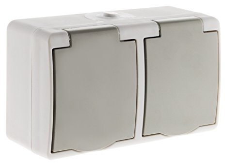Zenitech - Toma horizontal doble 2P+T Mini IP54 Gris claro