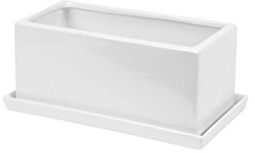 Polnix - Cubremaceta, color blanco con plato de cerámica Ritz, 11 cm de altura