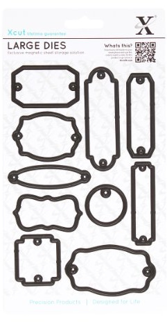 Docrafts Xcut decorative dies Stanz- und Prägeschablone XCU503066, Anhänger und Bücherschilder (tags & bookplates), Set mit 10 Schablonen, mit Magnetblatt zur leichten Aufbewahrung
