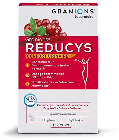 GRANIONS - REDUCYS - Probiotique Flore Intime - CYSTITES - Infection Urinaire Femme - Confort Urinaire Féminin - Lactobacillus Gasseri - Canneberge - 30 Gélules