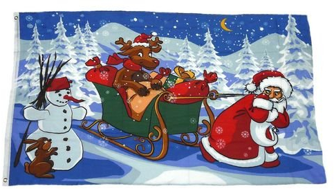 Flagge/Fahne Weihnachten Rentier Schlitten 60 x 90 cm