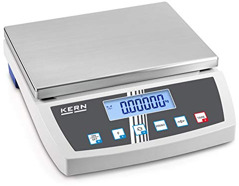 KERN IoT-Line Tischwaage mit Großem Wägebereich und Robuster Edelstahl-Wägeplatte, Hochauflösende, 8kg Wägebereich, 0.05g Ablesbarkeit, 350mm x 390mm x 120mm
