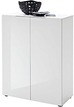 möbelando Kommode Anrichte Sideboard Highboard Beistellkommode Schrank Diele Dartford I (Hochglanz weiß-lackiert)