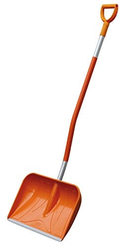 CEMO GFK-Schneeschaufel mit D-Griff, Orange-Silber, 161 cm