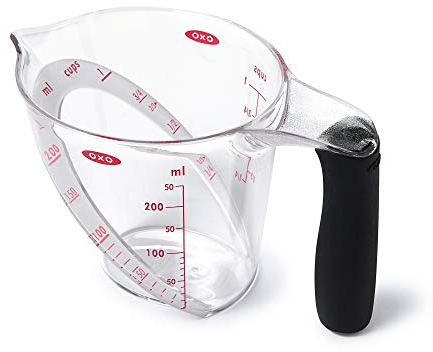 OXO Good Grips – Pichet mesureur – Verre doseur pour la cuisine - Petite taille - 250 ml - Noir-transparent