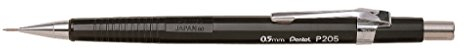 Pentel Porte-mines P205 de A Sharp avec guidage mine de 4 mm, 0,5 mm, HB, noir