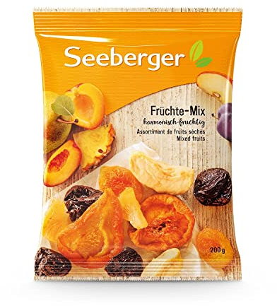 Seeberger Früchte-Mix, Harmonisch-fruchtige Mischung aus leckeren Birnen, Pfirsichen, Aprikosen, Pflaumen, Apfel- & Ananasstücken - entsteint, vegan (1 x 200 g)