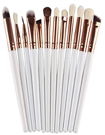 LONUPAZZ 12 pcs/set maquillage brush set makeup brushes kit outils maquillage professionnel maquillage pinceaux yeux pinceau pour les lèvres Blanc