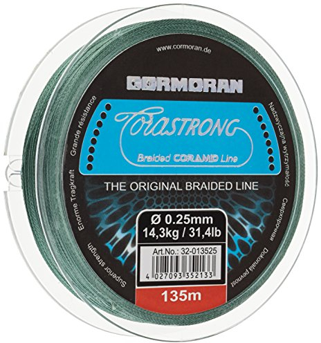 Cormoran Schnur 135 m Spule 0.25 Stärke Corastrong Geflochten aus Coramid, Grün, 32-013525