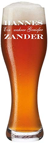 Leonardo Bierglas mit Gravur - Weizenbierglas 500 ml - personalisierte Weizenglas mit name und Jahr - Weißbierglas - Geschenk-Idee - Bier Männergeschenke - Motiv Ein wahrer Geniesser