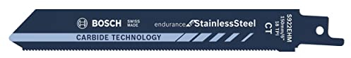 Bosch Professional Säbelsägeblatt S 922 EHM Endurance for Stainless Steel (für Edelstahl, 150 x 19 x 1 mm, Zubehör Säbelsäge)