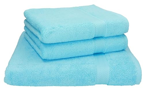 Betz 3-TLG. Strandtuch Saunatuch Badetuch Liegetuch Handtuch Premium Frottee Set 1 Tuch 70x200 cm 2 Tücher 50x100 cm Farbe türkis