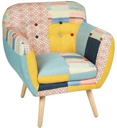 Trendy Sessel Polsterbezug Dicke Sitzfläche bunt Patchwork Melby