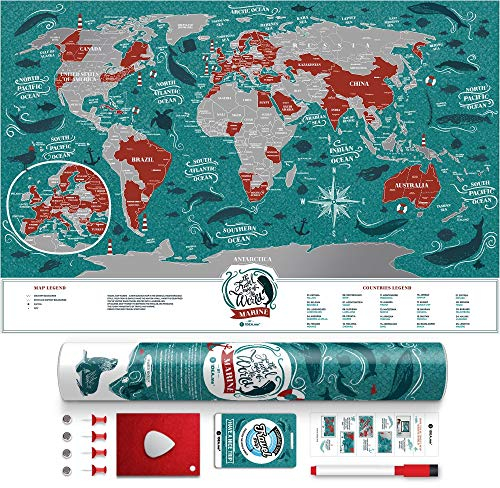 Premium Scratch Places Off Poster - 60 x 40 cm - Places I've Been Travel Map - Great World Map Gift For Any Traveler - Made From Durable Flexible Plastic to Last Longer by 1DEA.me