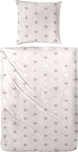 PRIMERA Edelflanell Bettwäsche 174031-007 Sterne / Stars beige, 135x200 + 80x80 cm