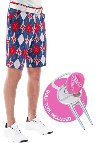 Royal & Awesome Trew Brit Mens Golf Shorts, Crazy Golf Shorts