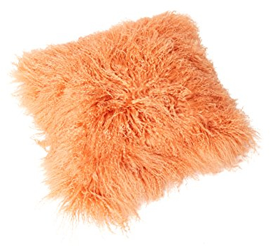 Reissner Lammfelle Tibet Lammfell Kissenbezug langflorig 40x40cm JAY11 Farbe Lachsfarben/Hellorange