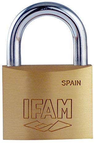 IFAM Candado Serie K, Modelo K50, Arco Normal, 50mm, De Latón, Con Llave, Apto para Interiores y Exteriores, Para taquillas de Gimnasio, Puertas, Armarios, Cajones, Maletas o Mochilas