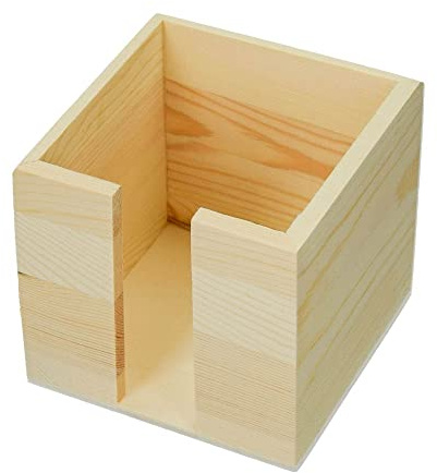 Zettelbox, Zettelhalter, Zettelständer, würfelförmig Holz, Kiefer unbehandelt