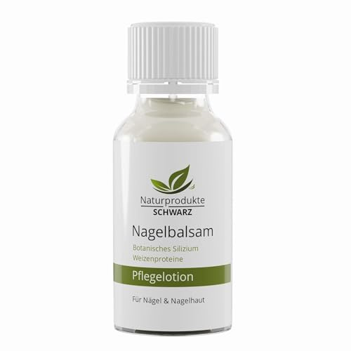 Naturprodukte Schwarz – Nagelbalsam mit botanischem Silizium, 20 ml | Nagelpflege für brüchige Nägel mit Weizenproteinen, Creme für trockene, rissige Nagelhaut