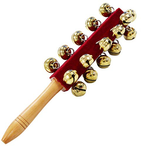 A-Star 21 Bell Jingle Shaking Sleigh Bell Stick con manico in legno - Lunghezza 26 cm