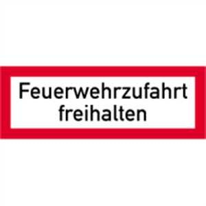 Schild Feuerwehrzufahrt freihalten gemäß DIN 4066, Alu 21 x 59,4cm (Brandschutzzeichen, Parkverbot) praxisbewährt, wetterfest
