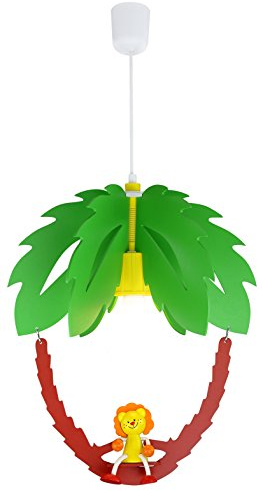 Elobra Kinderlampe Deckenleuchte Palme mit Löwe, Kinderzimmer Holz, grün/braun, A++