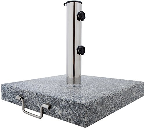 Anaterra® Base de Granito para Sombrilla - 30/25 kg, Redonda/Cuadrada, con Ruedas y Asa, Móvil, Independiente, Acero Inoxidable - Parasol Stand, Soporte para Sombrilla, Jardín, Patio (Cuadrada, 30kg)