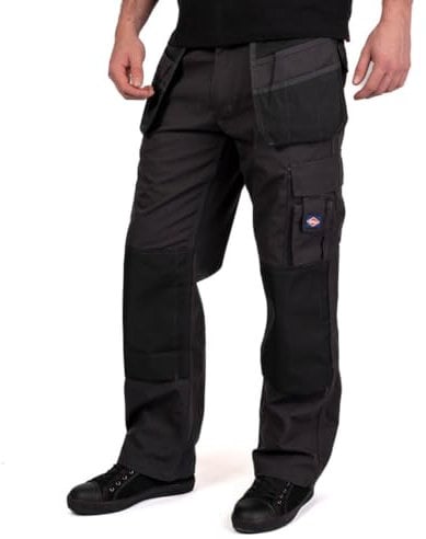 Lee Cooper Workwear LCPNT216 Mens Multi Pocket with Knee Pad Pockets Fixed Holster Work Cargo Trouser,Grey/Black,34W/31L