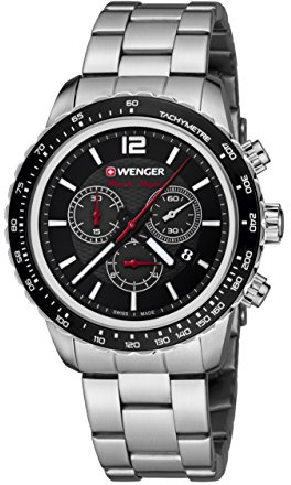 WENGER Unisex-Armbanduhr 01.0853.107 ROADSTER BLACK NIGHT CHRONO Analog Quarz Edelstahl 01.0853.107 ROADSTER BLACK NIGHT CHRONO