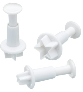 KitchenCraft Sweetly Does It - Lot de 3 Emporte-pièces à Pâtisserie pour Décoration de Gâteaux, Motif Étoile, Plastique, Blanc